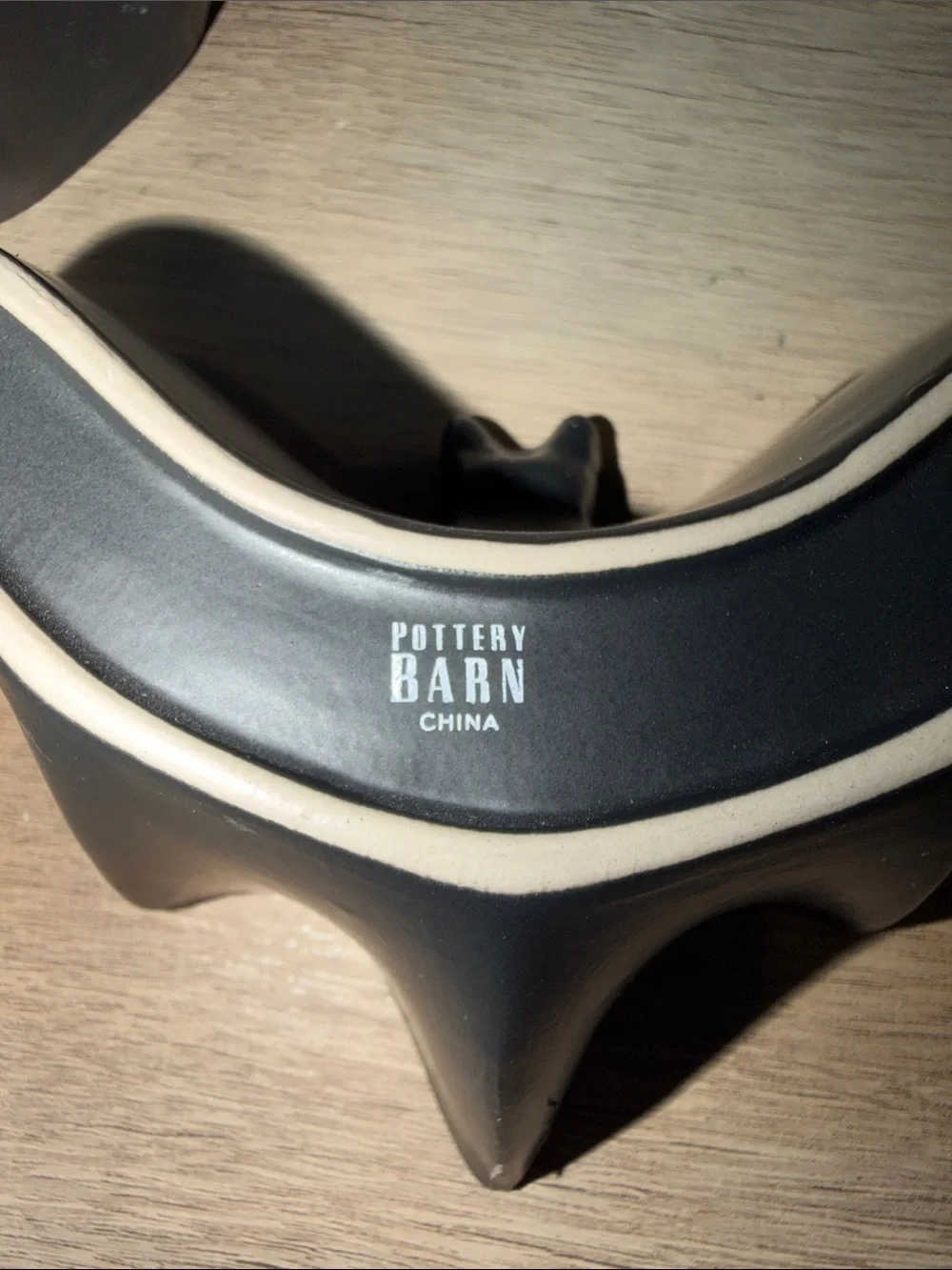 Pottery Barn Black and Cream Bat-Shaped Decorative Bowls